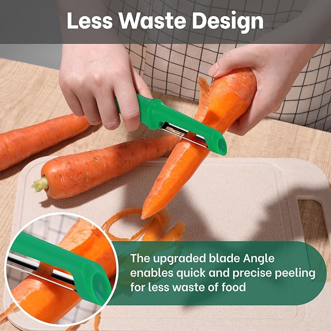 Beneno Swivel Vegetable Peeler, Razor-Sharp Smooth Peeling Potato Peelers with Stainless Steel Blades, Ergonomic Comfort Non-Slip Rubber Handle, Durable Kitchen Peelers with Potato Eye Remover, Green