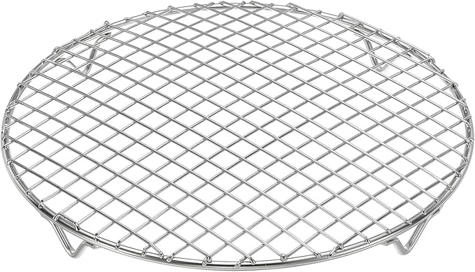 uxcell Round Cooking Rack 9.8 Inch Dia Stainless Steel Wire Cooling Steamer Rack for Baking Canning Cooking Roasting Cooling Grilling Drying, Silver
