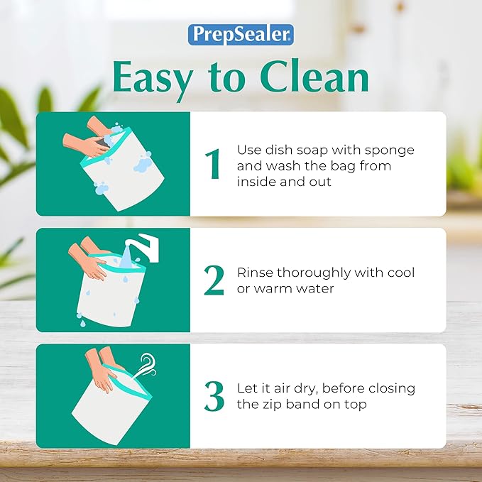 PrepSealer Reusable Food Storage Bags – Keep Fruits, Veggies & Meats Fresh Longer -10 Pieces (3 S, 3 M, 4 L)