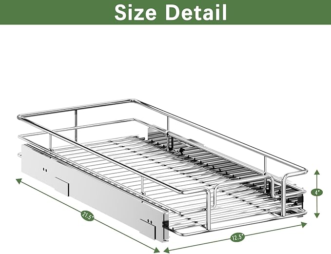 LOVMOR Pull Out Cabinet Organizer 12½" W x 21½" D, Kitchen Cabinet Pull Out Shelves Slide Out Storage