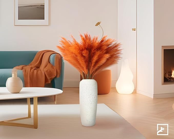 ZIFTY Orange Boho Decor 7-Pcs 38"/3.1FT Faux Pampas Grass Large Tall Fluffy Artificial Fake Flower Bulrush Reed Grass for Vase Filler Farmhouse Home Wedding Decorations(Orange)
