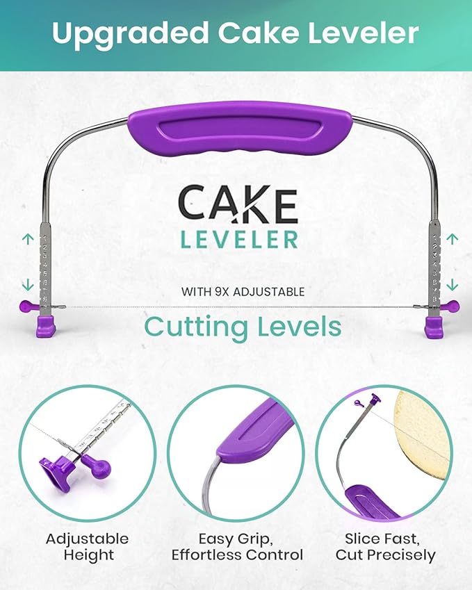RFAQK 90PCs Cake Decorating Kit with Leveler, Baking Supplies Gift Includes Cake Stand Turntable, 24 Numbered Icing Tips, 55+1 Piping Bags, 2 Frosting Spatulas, 3 Scrappers, Video Course & Booklet