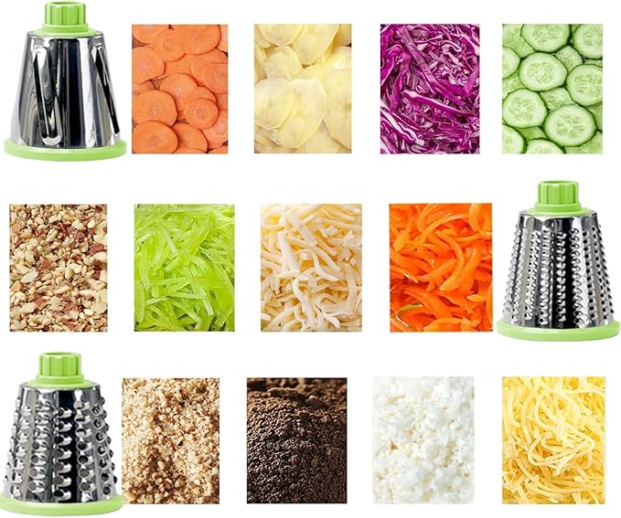 Cheese Grater with Handle,Multifunctional Rotary Cheese Grater,Kitchen Cheese Shredder Can Easily Chop Vegetables,Potatoes,Carrots,Etc.The Suction Cup is Stable and Easy to Clean (green)