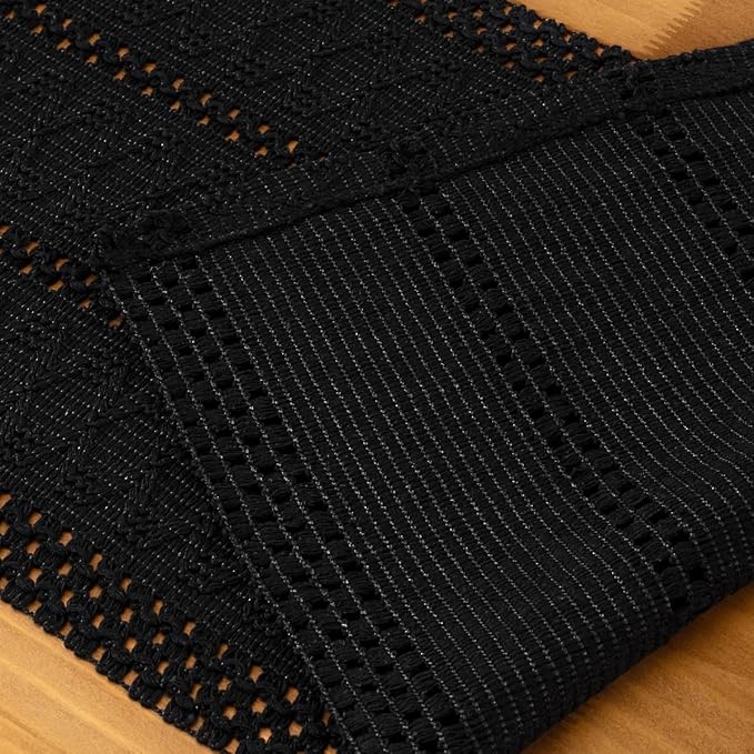 MLMC Black Boho Table Runner Farmhouse Macrame Woven Table Runner 90 inch Long Rustic Cotton Linen Blend Table Decor for Dinning Kitchen Wedding Bridal Shower Eveyrday Use 12x90 Inch