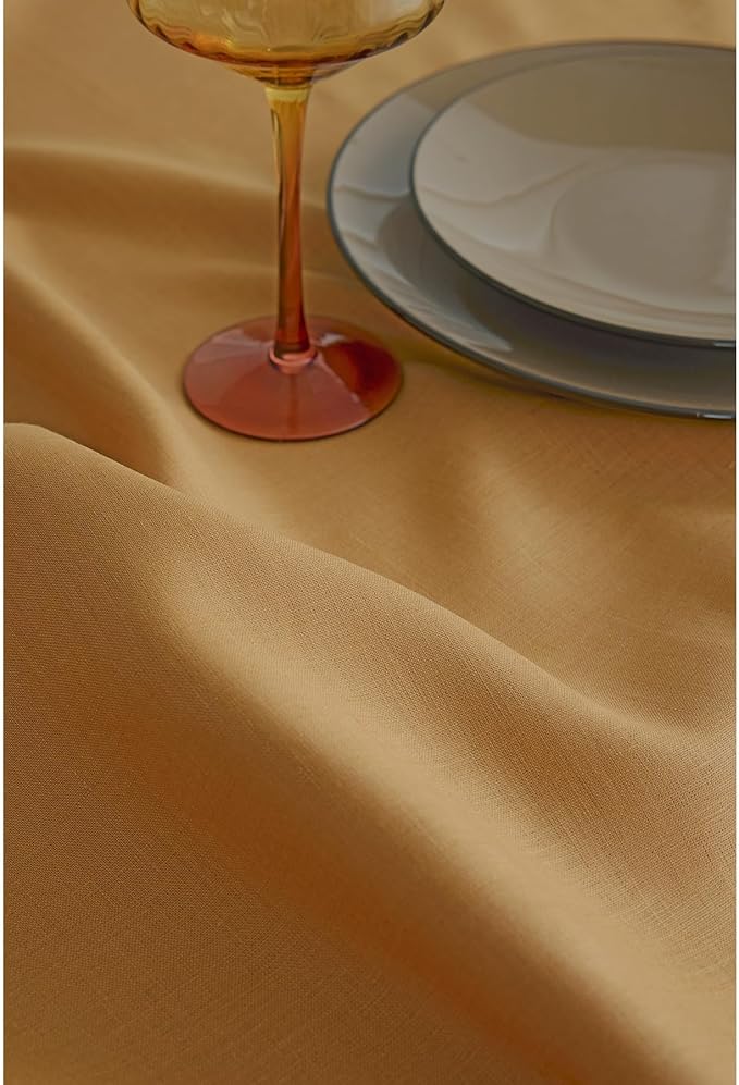 Solino Home Linen Table Runner 72 Inches Long - 100% Pure Linen Caramel Dining Table Runner 14 x 72 Inch for Spring, Summer - Fete