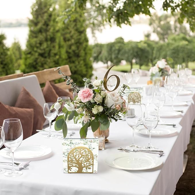 Metal Napkin Holder for Table – Decorative Tree of Life Napkin Holders for Kitchen & Dining Table, Fits Cocktail, Lunch & Guest Paper Napkins, Gold Countertop Napkin Holder for Home, Restaurant & Bar.