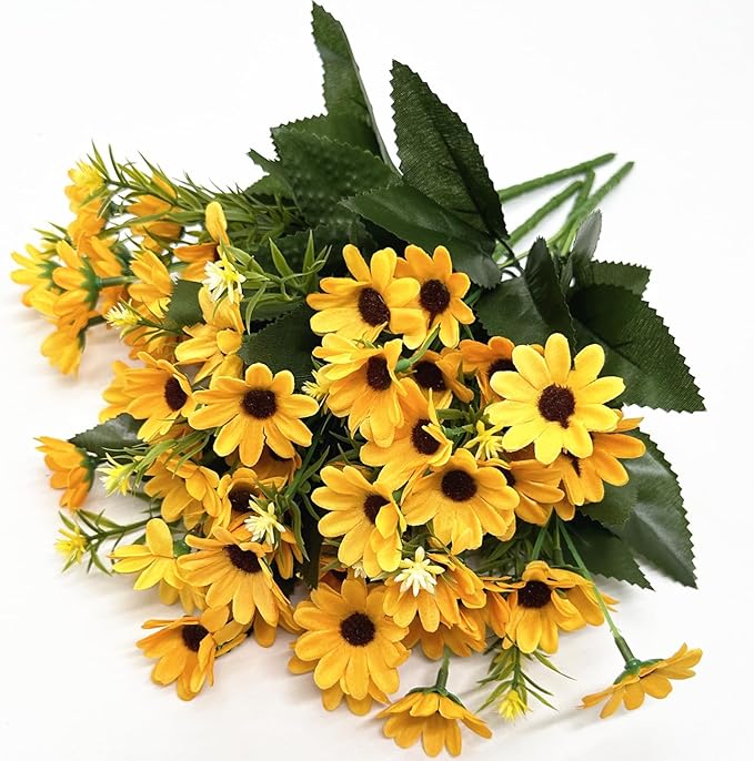 Fake Sunflower Decor, CATTREE Artificial Flowers Sunflowers Silk Helianthus Plastic Plants Wedding Bouquet Party Indoor Outdoor DIY Home Garden Kitchen Table Centerpieces Arrangements Decoration 4 Pcs
