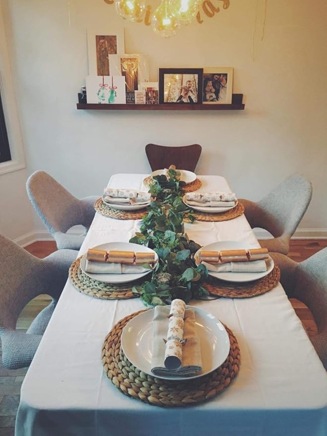 Round Woven Placemats Set of 6-13 inches Plate Chargers Natural Wicker Placemats Water Hyacinth Straw Braided Tablemats Rattan Tablemats Rustic Weave Placemats for Dining Table