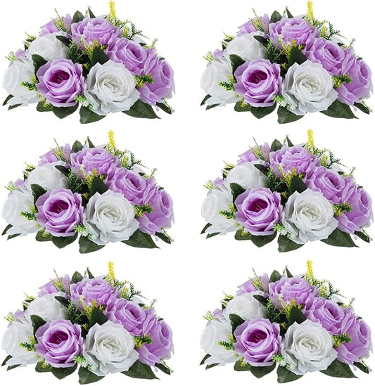 Flower Centerpieces for Wedding Tables: Wedding Table Decorations Lilac & White Flower Balls Centerpieces for Engagement Cerebration Party Center Pieces 6 Packs