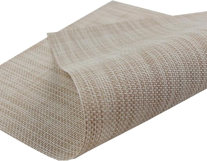 Table Mats Placemats Set of 6 Placemats Washable Easy to Clean Place Mats PVC Placemat (Beige)