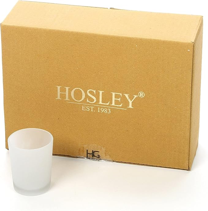 Hosley's Set of 12 Frosted White Glass Votive/Tea Light Holder. Ideal for Use with Tea Lights for Weddings, Parties, Aromatherapy, Votive Candle Gardens. Bulk Buy