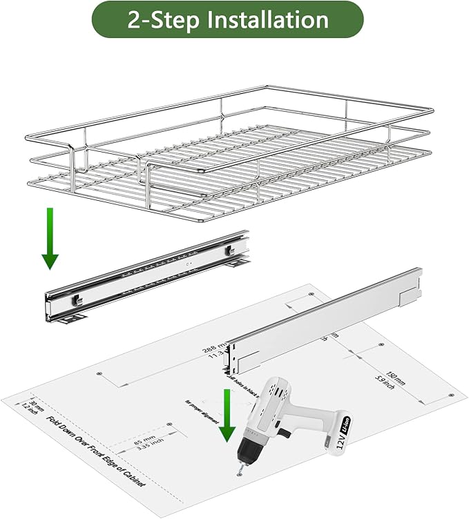LOVMOR Pull Out Cabinet Organizer 9" W x 21½" D, Kitchen Cabinet Pull Out Shelves Slide Out Storage
