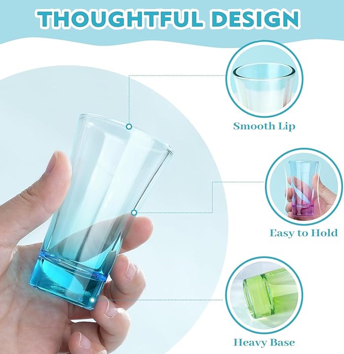 ZZYFGH 6 Pack Shot Glasses Set, 2 Oz Colorful Round Shot Glass with Heavy Base,Shot Glass for Vodka, Whiskey, Tequila, Espressos, Spirits & Liquors