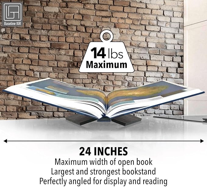 Strong Angled Modern Wood Book Stands for Display - Large Bookstand- 12.5" x 9.5" x 5.5" Wooden Bible Stand Display, Book Opener Holder
