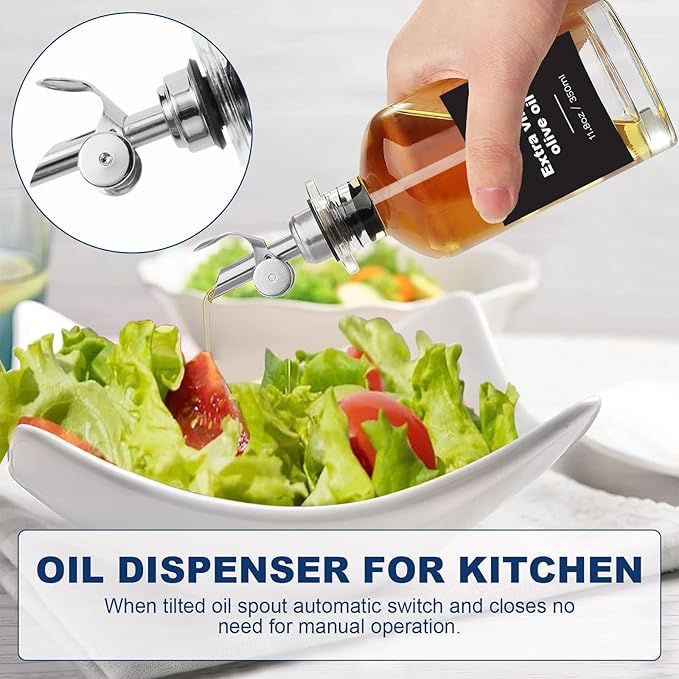 OKYUK Olive Oil Dispenser Bottle & Oil Sprayer for Cooking, Oil and Vinegar Dispenser Set, with Bamboo Tray, 20 Labels, Coffee Syrup Dispenser Oil Bottles for Kitchen