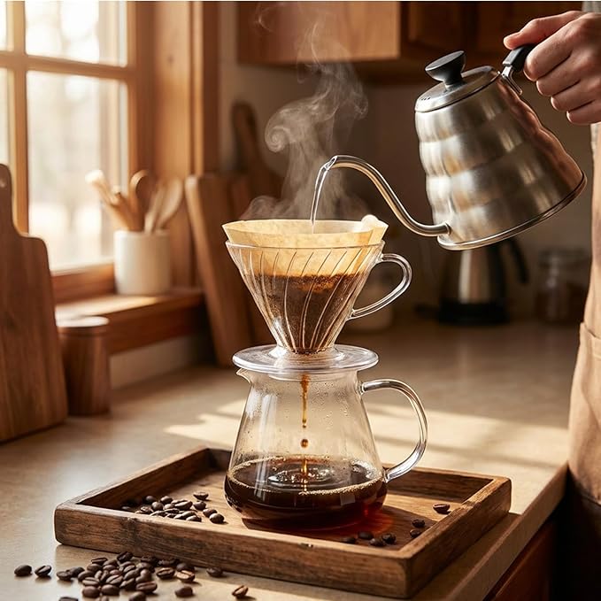 #4 Cone Coffee Filters 200 Count, Unbleached Natural Paper 8-12 Cup, Disposable for Pour Over Drip Coffee Makers