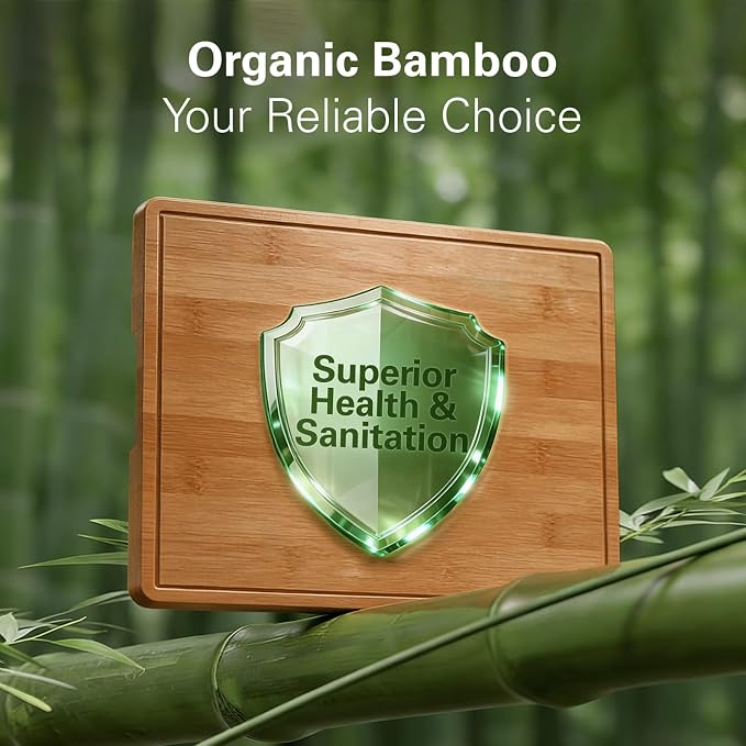 Zarler Bamboo Cutting Boards for Kitchen, 15.5x10.5 Wood Cutting Board with Juice Grooves and Handle, Wooden Chopping Board Set for Meal Prep, 500℉ Carbonized Bamboo, XL Size, Ideal Kitchen Gift