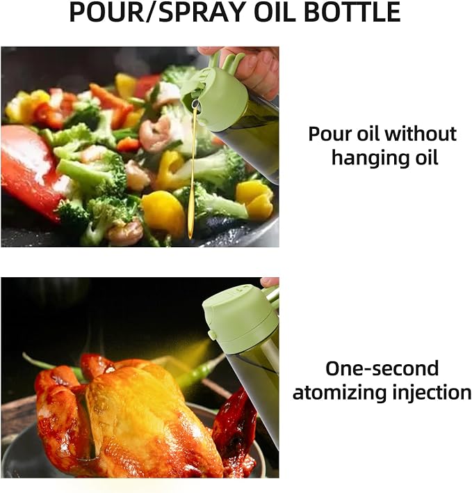 Aovdy 16oz/470ml Olive Oil Dispenser Bottle for Kitchen Gadgets and Air Fryer Accessories - Olive Oil Sprayer for Cooking - Light-Blocking Dark Green
