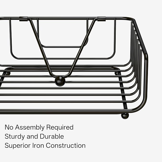 2 Pack Napkin Holder for Table with Weighted Arm, Dinner Metal Flat Napkin Holders for Paper Napkins, Outdoor Napkin Dispenser Restaurant (Black)