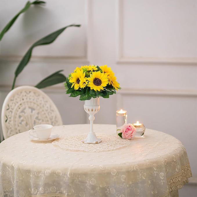 BLOSMON Sunflowers Artificial Flowers Ball - 10 Pcs Fake Yellow Sunflower Flowers CenterPieces Decoration for Wedding Table - Silk Kissing Floral Arrangements for Home Party Event DIY Decor | Wedding Table Decoration Artificial Floral Arrangements - Fa...