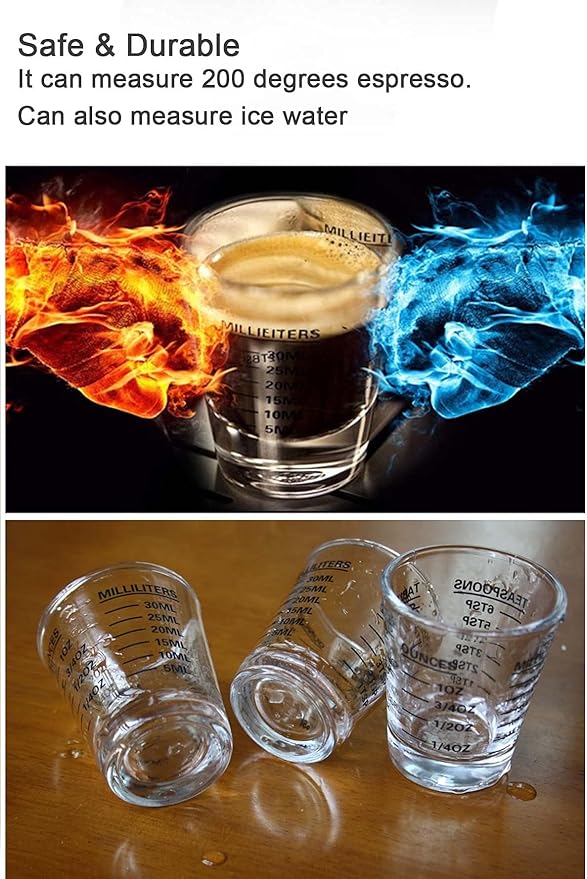 Shot Glass Measuring Cup 3 Ounce/90ML Liquid Heavy High Espresso Glass Cup 2 pcs by TIYOORTA (Red 90ML 30ML) …