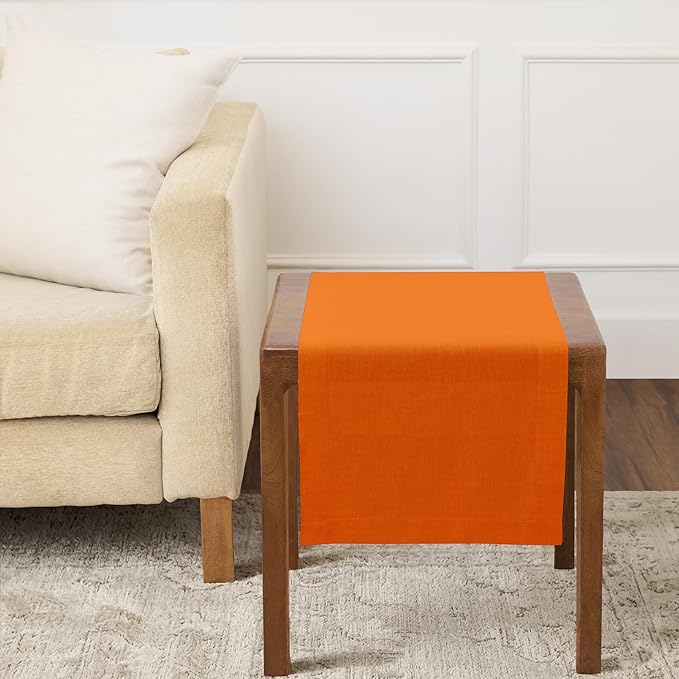 Solino Home 100% Pure Linen Pumpkin 36 Inches Table Runner - 14 x 36 inch for Coffee Tables and Dressers - Sonoma Collection