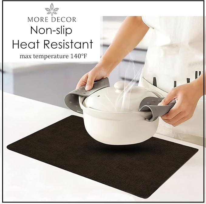More Décor Faux Leather Placemats Set of 4 for Dining Table – Waterproof, Wipeable, Washable, Stain & Heat Resistant, Non-Slip Table Mats – 12 X 17 Inch, Dark Grey