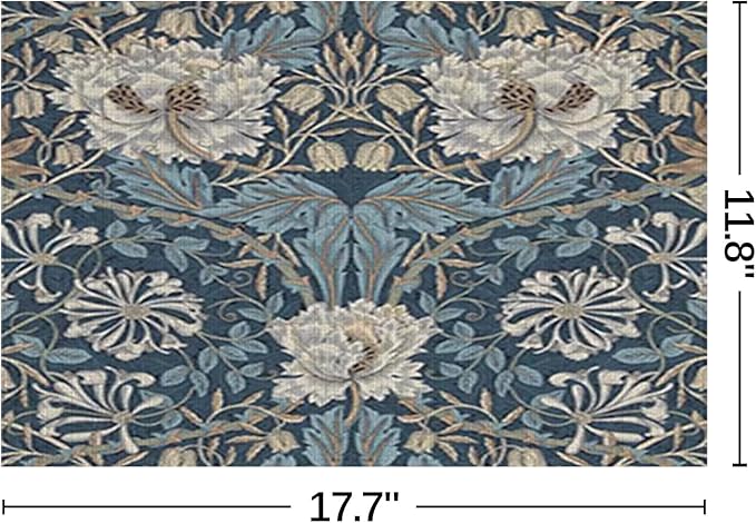 Vintage Moody Floral Placemats Set of 4 William Morris Washable Heat Resistant Place Mats for Dining Table Boho Rustic Botanical Linen Woven Wipeable Table Mats Kitchen Decor 11.8"X17.7"