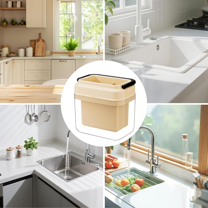 Utensil Holder, Non Slip Kitchen Cutlery Drainer, 6.92x6.92x4.76 Inches Large Drying Rack Container, Multi Slot Spoon Fork Storage Organizer, Kitchen Sink Countertop Caddy, Use for Home Restaurant