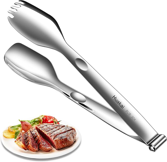 Multifunctional Stainless Steel Cooking Tongs | detachable tongs design become Two Individual Spatulas, Combined into a Sturdy Pair serving tongs