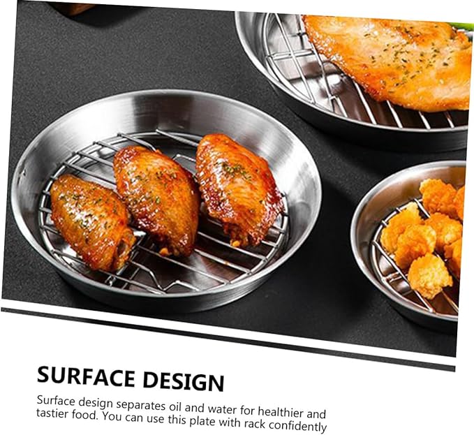 1set Stainless Steel Baking Tray Rack Round Roasting Pan for Draining Oil for Snacks Cakes and Pastries and Practical Design
