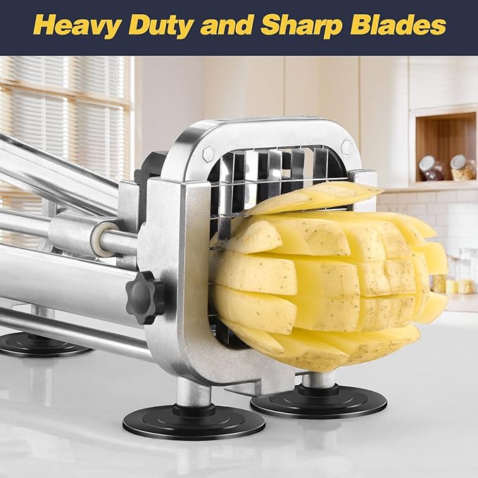 French Fry Cutter, Ruooson Professional Potato Cutter Slicer with 1/2 In & 1/4 In Stainless Steel Blades,Great for Whole Potatoes Carrots Cucumbers.