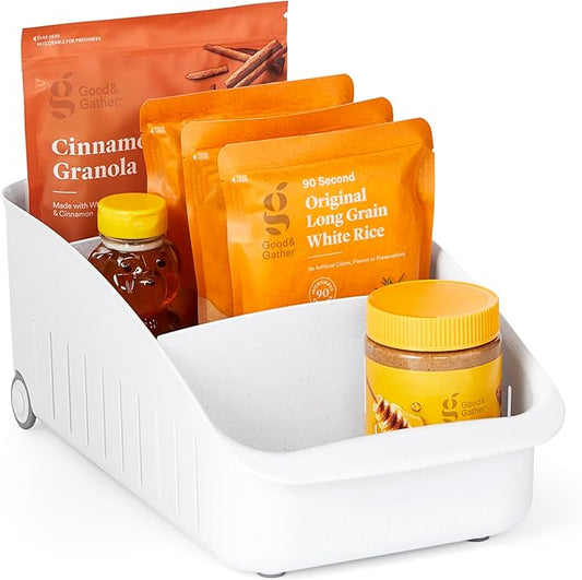 YouCopia RollOut Pantry Drawer, 8", BPA-Free Storage Caddy for Kitchen Pantry and Cabinet Organization, Tea Bags, Medicine, and More, White