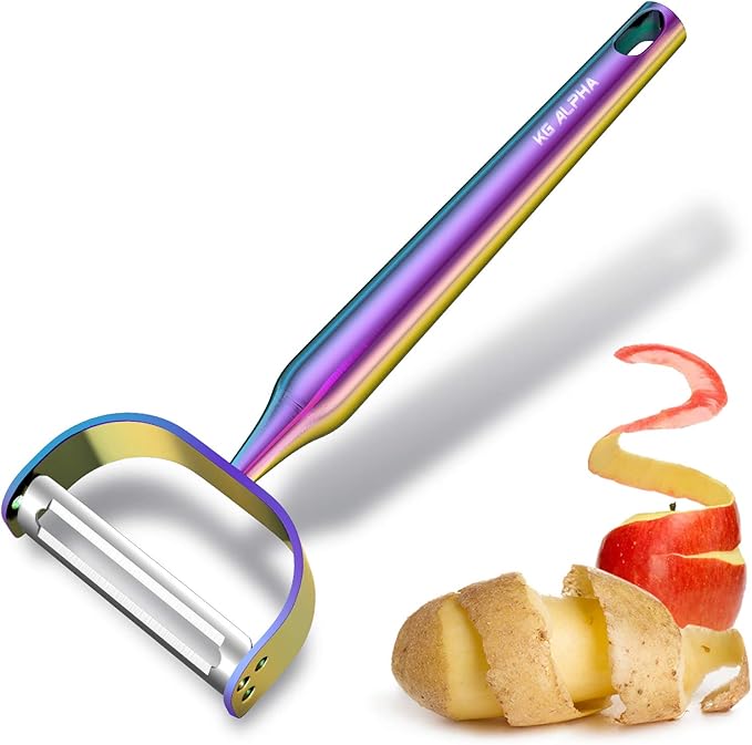 Stainless Vegetable Peeler, KG-Alpha Swivel Sharp Julienne Steel, Heavy Fruit Potato Apple Peeler, Kitchen Slicer (Rainbow)