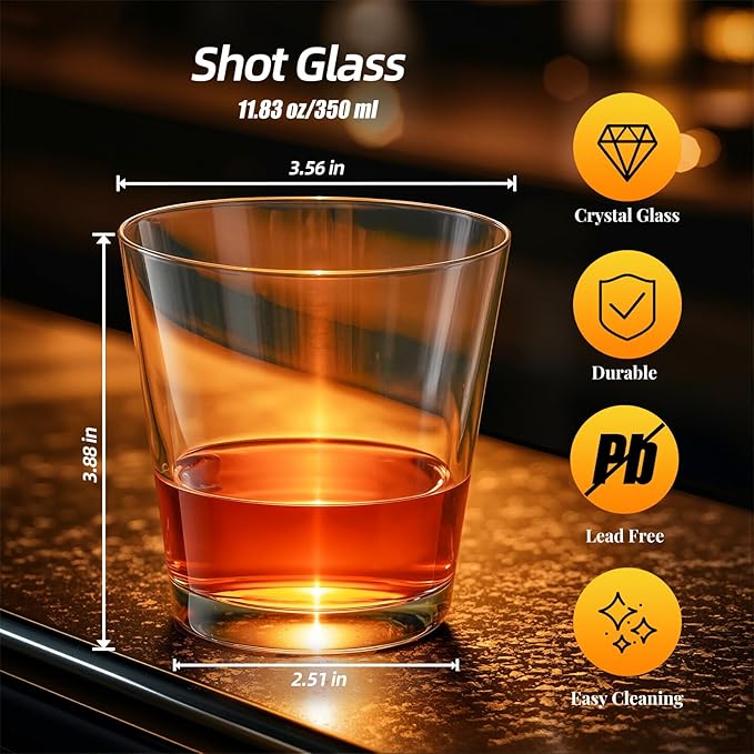 KAMMAK Shot Glasses Set of 2, 330ml/11.1oz Clear Espresso Shot Glass with Heavy Base for Bar Restaurants Home, Small Whiskey Shot Glass for Vodka, Whiskey, Tequila, Spirits & Liquors