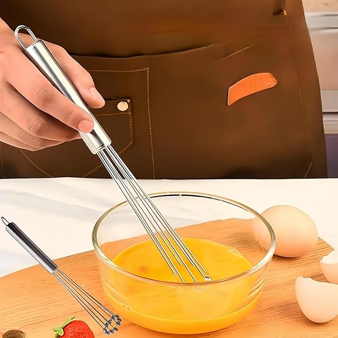 2 Pieces 10.23inch Stainless Steel Ball Whisks,Durable Manual Egg Beater, Whisk Set for Cooking,Cream whisk, kitchen baking tool,Dishwasher Safe