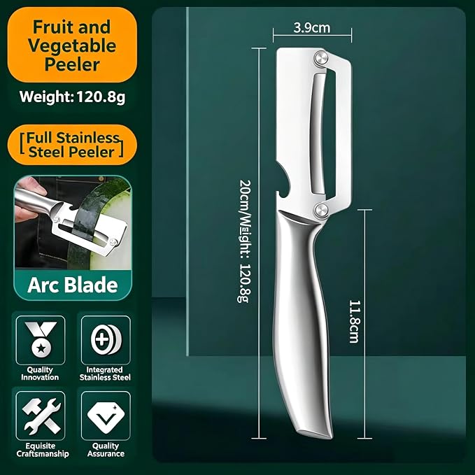 Stainless Steel Vegetable Fruit Peeler with Bottle Opener - Multifunctional Vegetable Peeler for Kitchen - Bladed Food Peeler