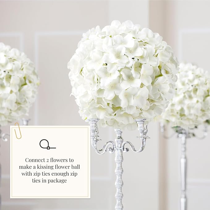 Auihiay 12pcs Flower Balls for Centerpieces, White Hydrangea Wedding Flower Balls for Centerpieces, Faux Hydrangeas Floral Arrangements Bouquet for Table, Home, Wedding Decoration