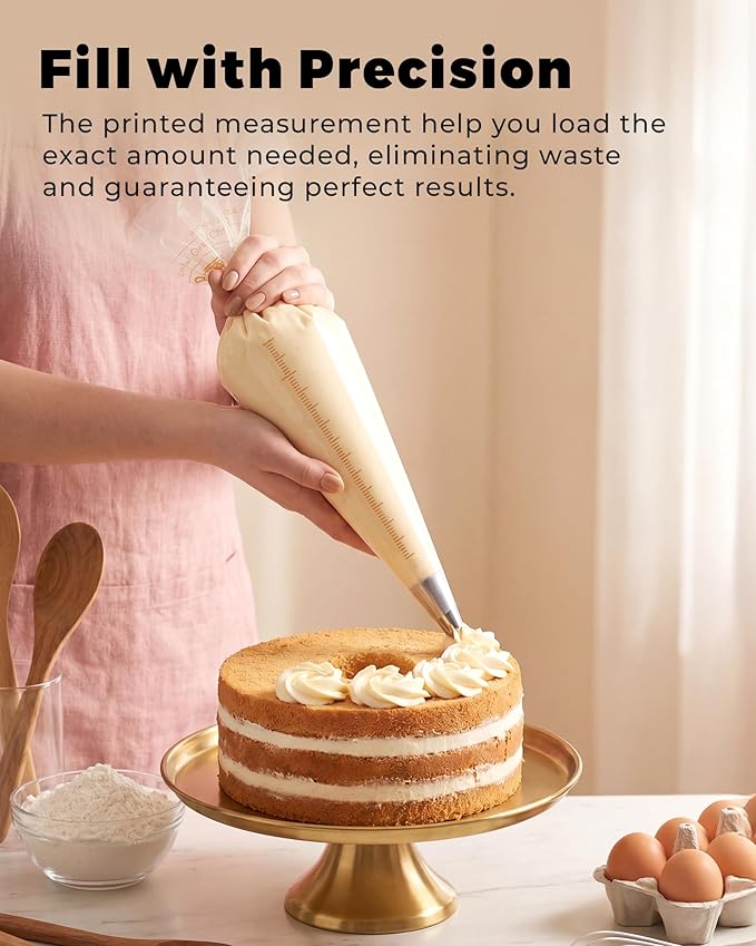 Bake Choice 18 Inch Piping Bags, 100PCS Thickened Disposable Pastry Bags, Large Capacity, Anti Burst Icing Bags for Cream Frosting, Non-slip Frosting Bags, Cake & Cookie Decorating Supplies