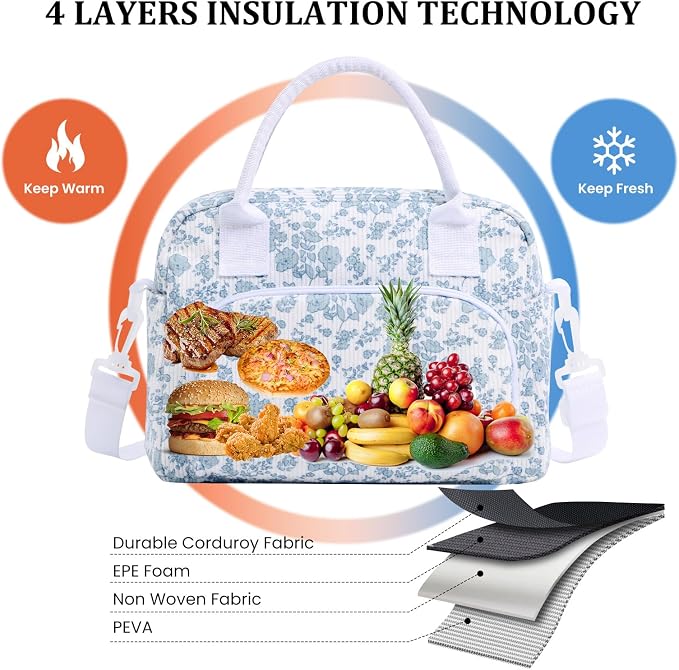MEXS Insulated Lunch Bag for Women Men Large Reusable Lunch Box Adult Leakproof Portable Cooler Tote Bags for Work Picnic