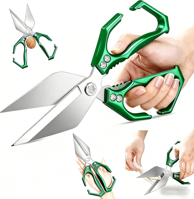 Heavy Duty Poultry Shears Kitchen Scissors,Japanese High-Carbon Steel Cooking Scissor,Multifunctional Shears,2025 New Heavy Duty Kitchen Scissors,for Chicken Meat Seafood Bone Cutting (Green)