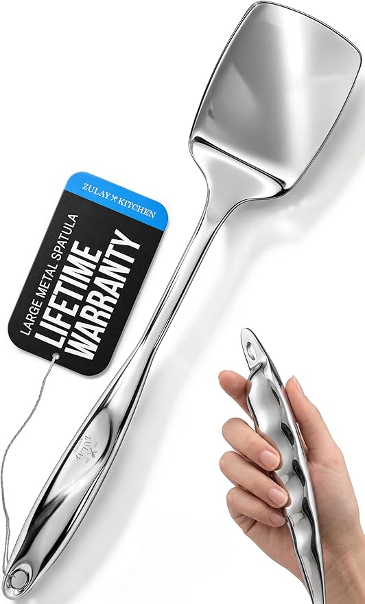 Zulay Kitchen Stainless Steel Solid Spatula - 15” Large Metal Turner for Cooking, Frying & Grilling - Durable, Heat-Resistant & Dishwasher Safe Kitchen Utensil for Everyday Use