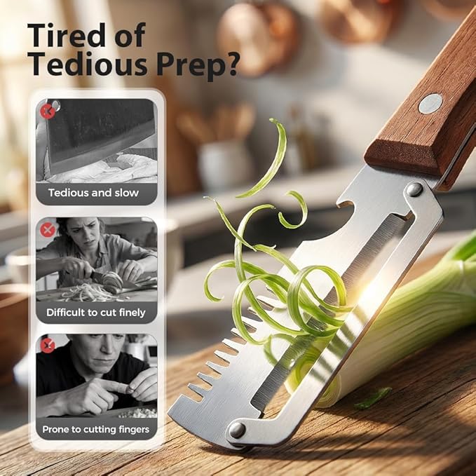 Vegetable Peeler, 3 in 1 Stainless Steel Wide Blade Peeler with Wooden Handle, Multifunctional Kitchen Peeler with Scallion Shredder and Bottle Opener for Potato Carrot Fruit Cucumber, 1 Pack