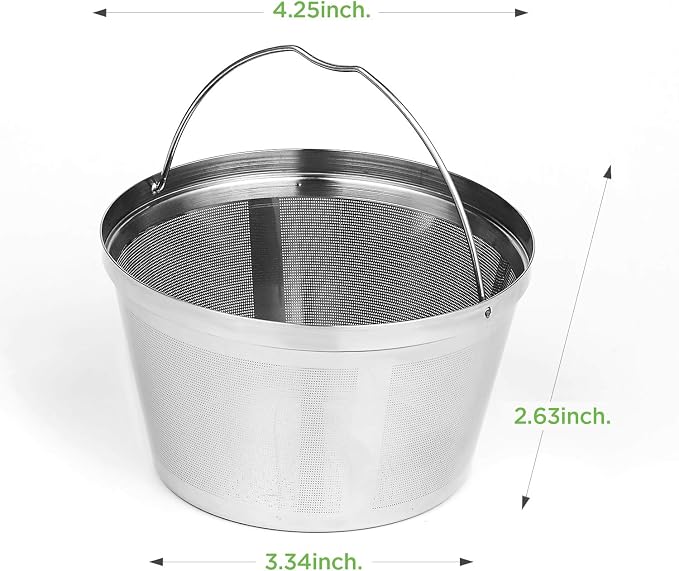 Reusable Coffee Filters 8-12 Cup Permanent Coffee Filters Basket Washable Compatible with Mr. Coffee Black & Decker Coffee Maker Filter 6-12 Cup