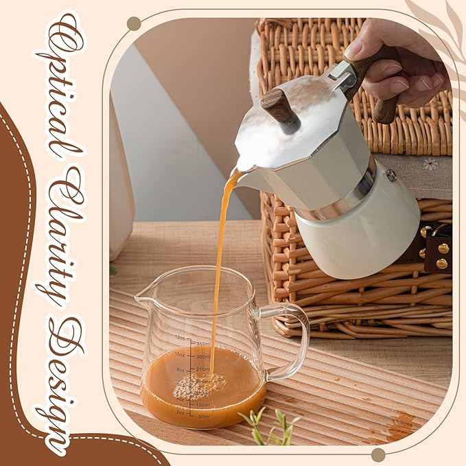Honeydak 2 Pack 12oz Coffee Measuring Glass Cups Espresso Pitcher Heat Resistant Glass Coffee Measuring Cup Milk Frothing Pitcher Espresso Shot Glasses, Creamer Container, Microwave Dishwasher Safe
