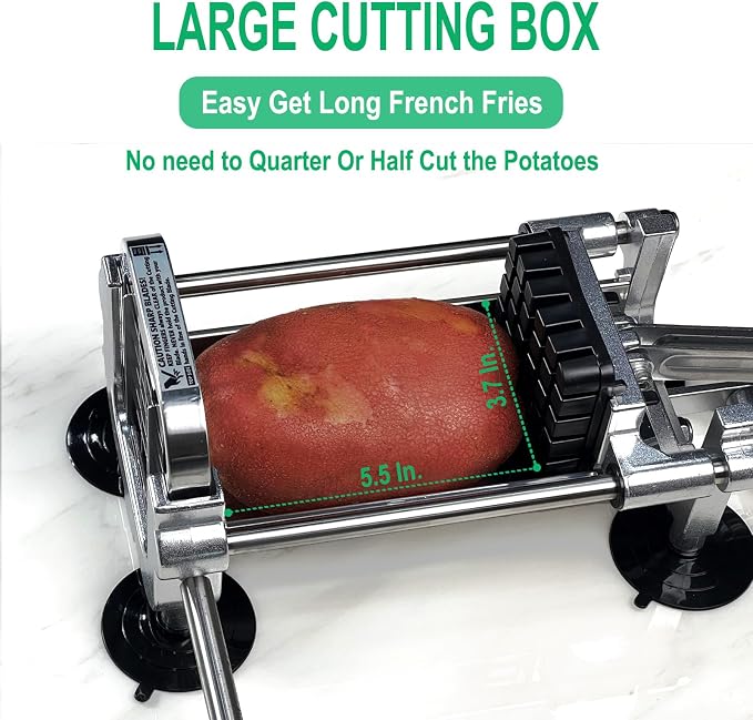 Eascandy French Fry Cutter, Heavy Duty Potato Slicer, Stainless Steel French Fries Cutter for Sweet Potato, Carrot, Yam, Cucumbers, 1/2&3/8&1/4 Cutter
