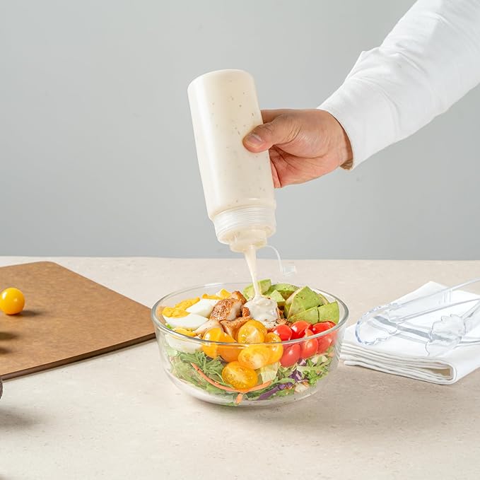 Restaurantware Plastic Squeeze Bottle 16 oz Wide Mouth Condiment Bottle With Cap Reusable Dishwashable Clear Sauce Dispenser For Syrups, Ketchup, Mustard, Oil, Dressing, Honey, Art And Craft