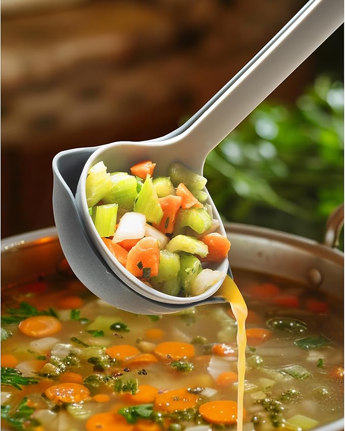 HIC Kitchen 2-in-1 Straining Ladle, Super Strong and Heat Safe