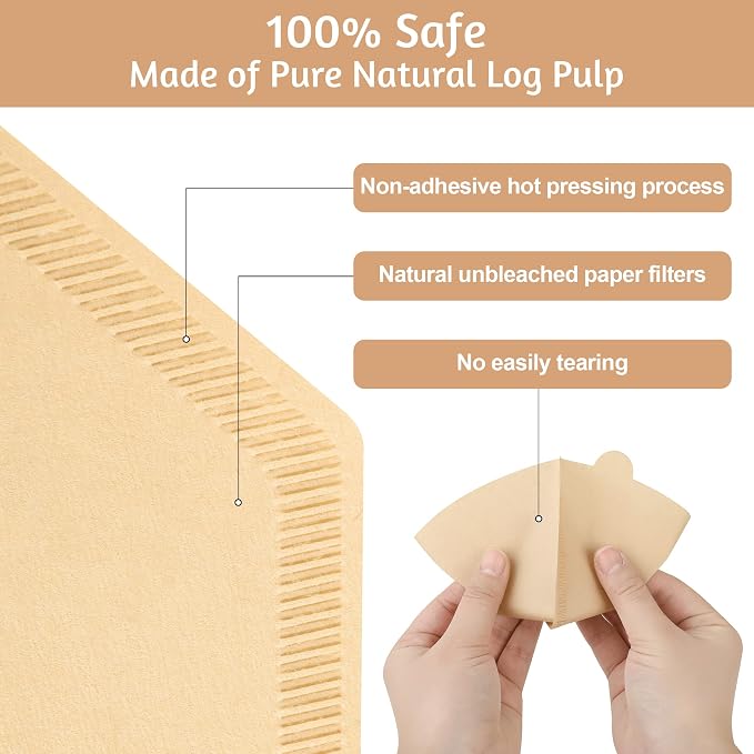 Coffee Filters #4,100 Count Disposable Coffee Filters 8-12 Cup,No Blowout,Unbleached Natural Coffee Filters 4 Cone Paper for Pour Over Coffer Makers/Coffee Dripper Cones