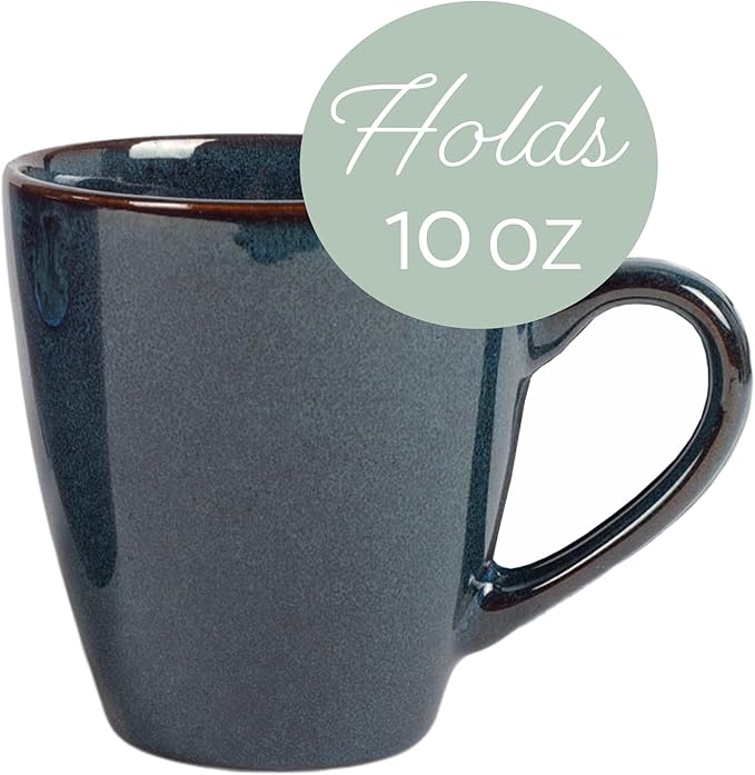 Elanze Designs Sophisticated Modern Chic Smooth Ceramic Stoneware Dinnerware Mugs Cups Set of 4 - Navy Blue